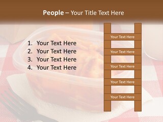 A Plastic Container Filled With Food Next To An Orange PowerPoint Template