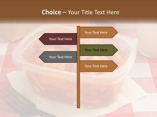 A Plastic Container Filled With Food Next To An Orange PowerPoint Template