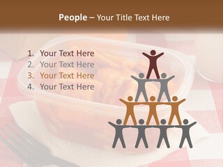 A Plastic Container Filled With Food Next To An Orange PowerPoint Template