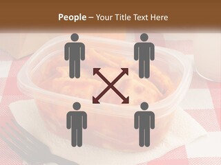 A Plastic Container Filled With Food Next To An Orange PowerPoint Template