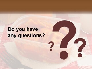 A Plastic Container Filled With Food Next To An Orange PowerPoint Template