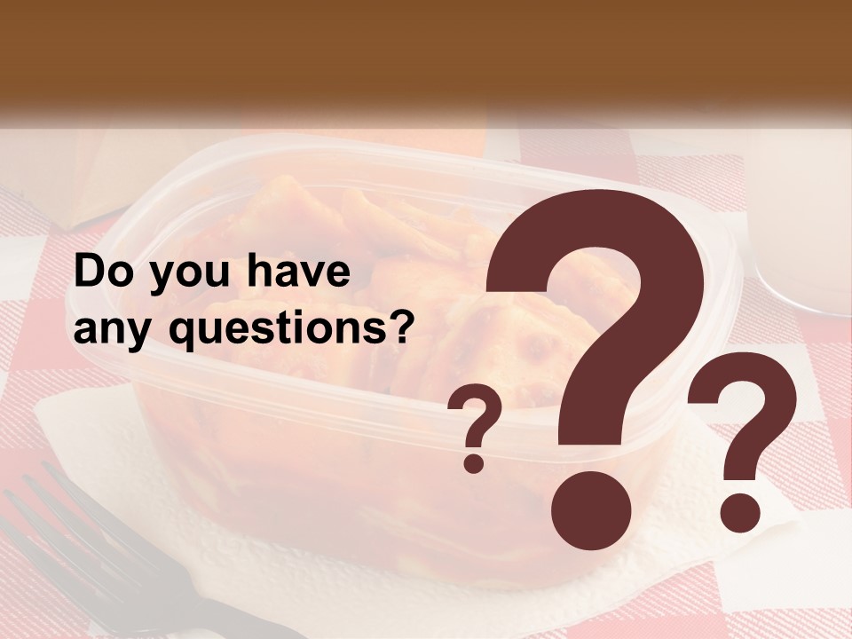 A Plastic Container Filled With Food Next To An Orange PowerPoint Template