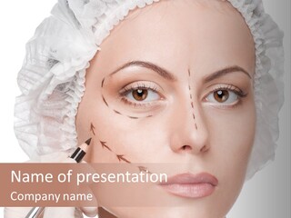 A Woman Is Getting Her Make Up Done PowerPoint Template