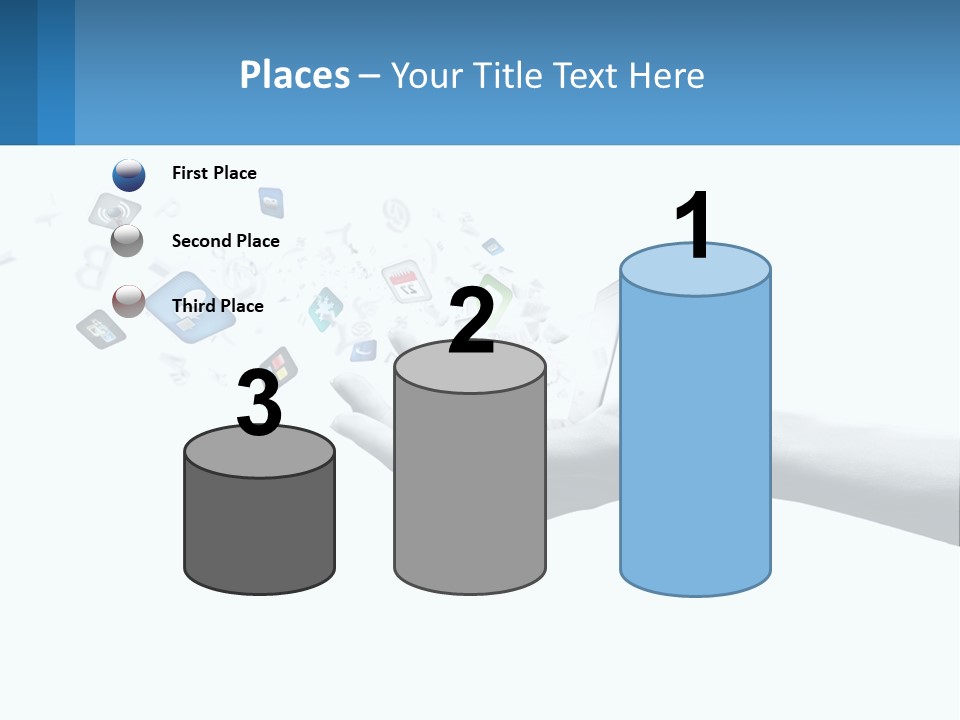 A Hand Holding A Laptop With Icons Coming Out Of It PowerPoint Template