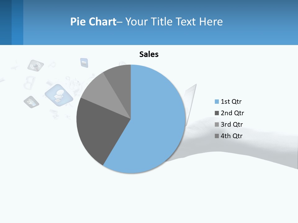 A Hand Holding A Laptop With Icons Coming Out Of It PowerPoint Template