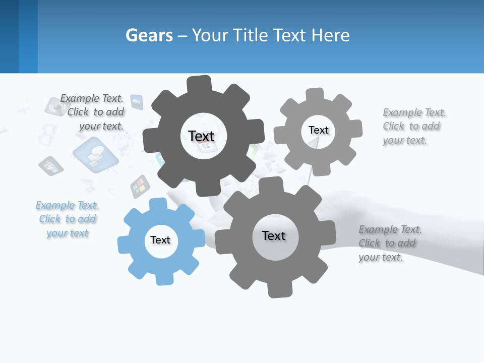 A Hand Holding A Laptop With Icons Coming Out Of It PowerPoint Template