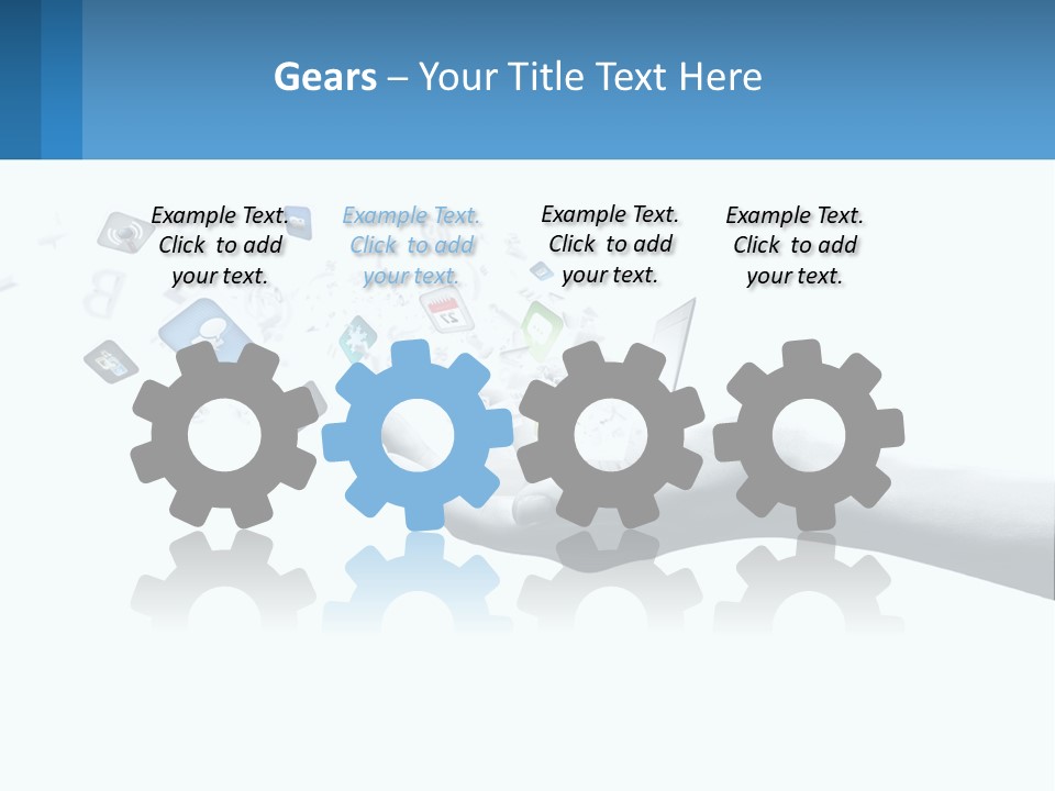 A Hand Holding A Laptop With Icons Coming Out Of It PowerPoint Template