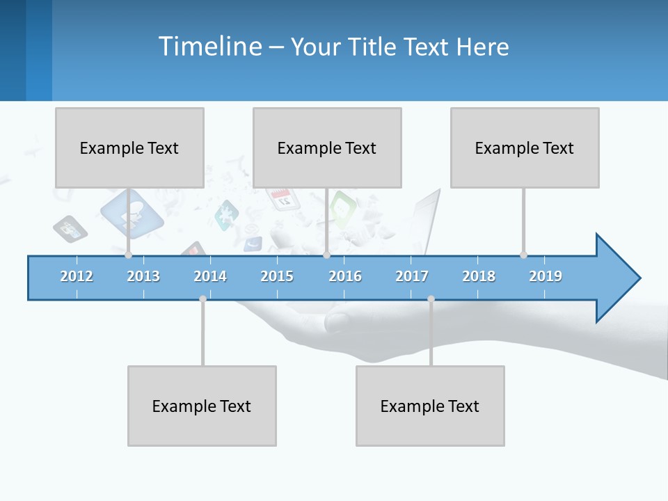 A Hand Holding A Laptop With Icons Coming Out Of It PowerPoint Template