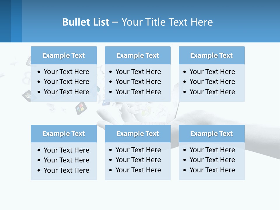 A Hand Holding A Laptop With Icons Coming Out Of It PowerPoint Template