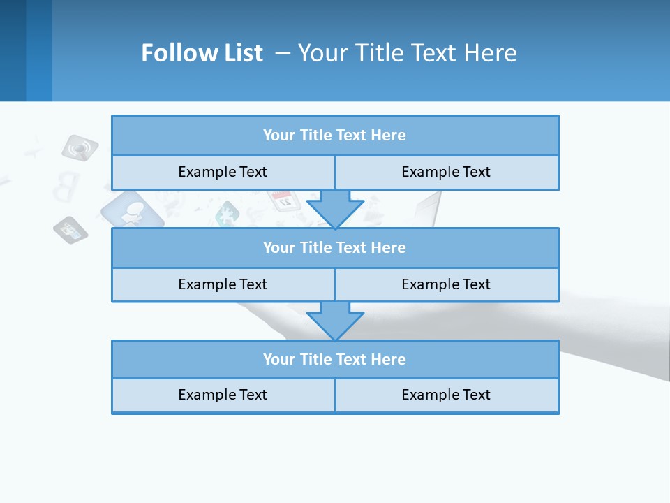 A Hand Holding A Laptop With Icons Coming Out Of It PowerPoint Template