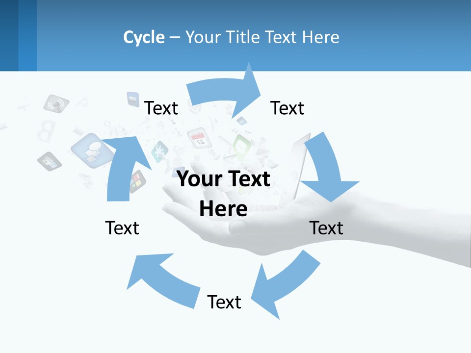 A Hand Holding A Laptop With Icons Coming Out Of It PowerPoint Template