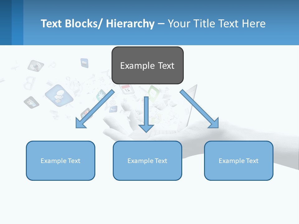 A Hand Holding A Laptop With Icons Coming Out Of It PowerPoint Template