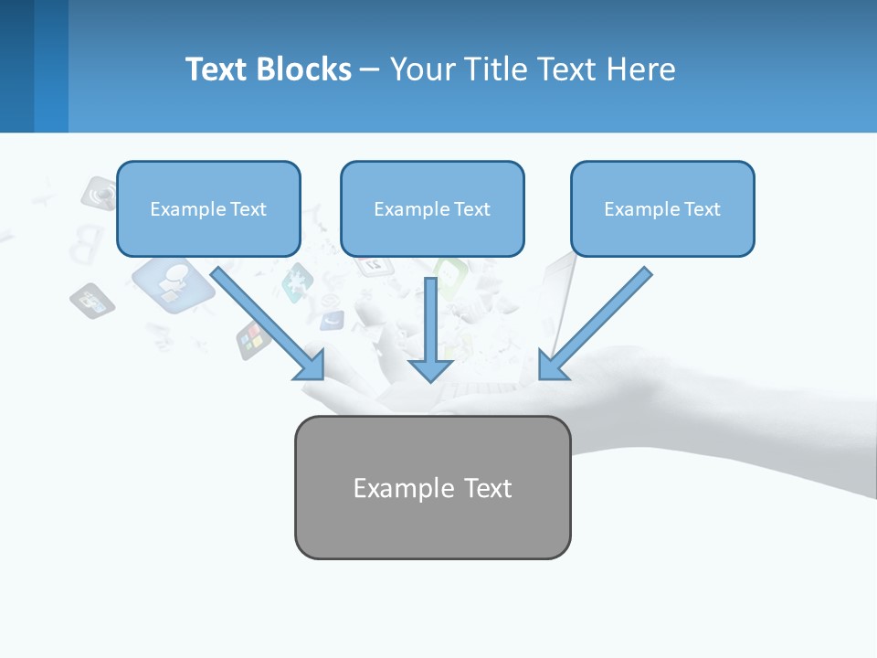 A Hand Holding A Laptop With Icons Coming Out Of It PowerPoint Template