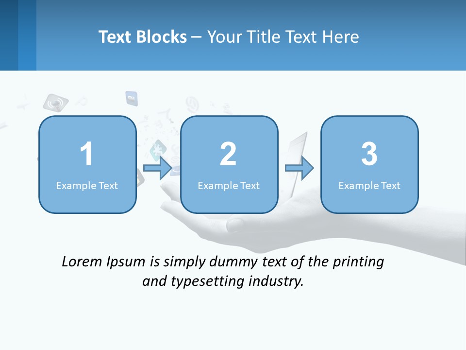A Hand Holding A Laptop With Icons Coming Out Of It PowerPoint Template