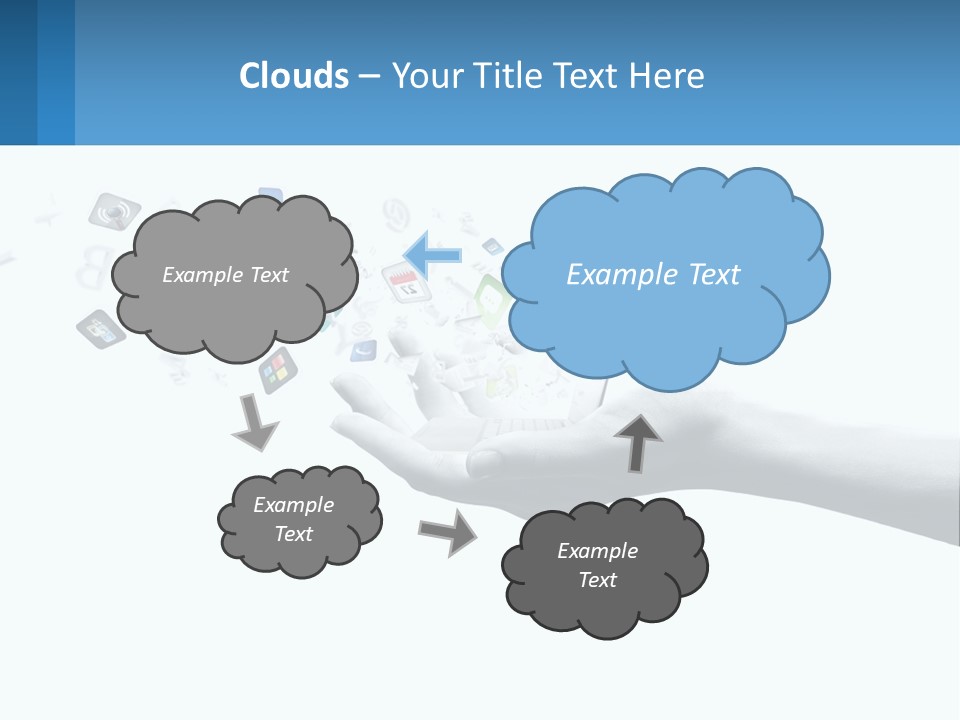 A Hand Holding A Laptop With Icons Coming Out Of It PowerPoint Template