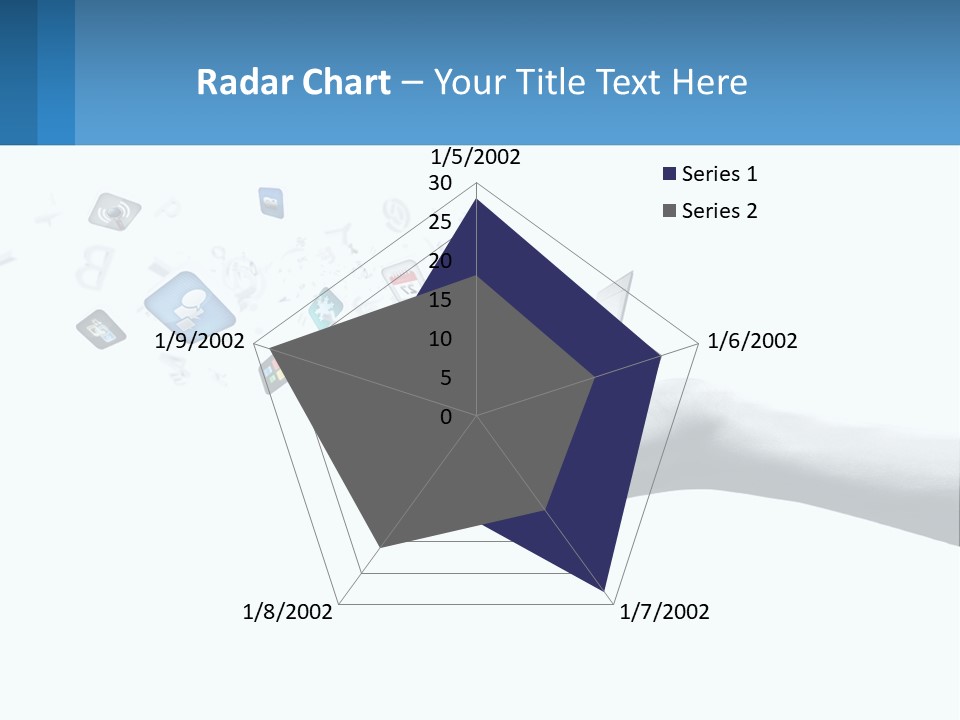 A Hand Holding A Laptop With Icons Coming Out Of It PowerPoint Template