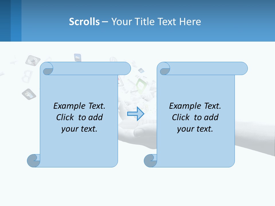 A Hand Holding A Laptop With Icons Coming Out Of It PowerPoint Template