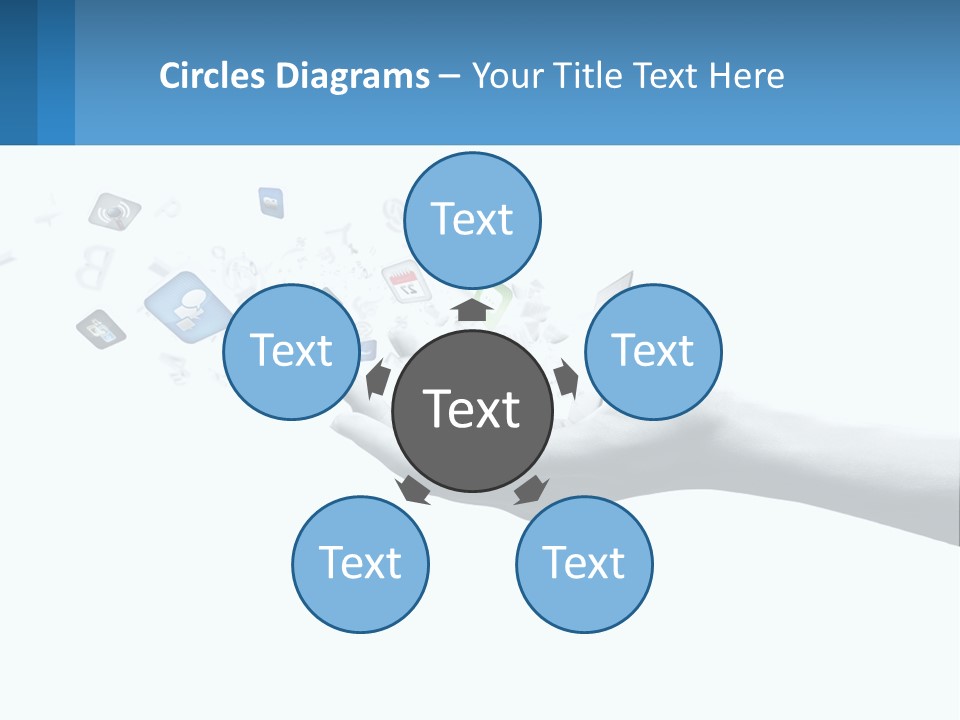 A Hand Holding A Laptop With Icons Coming Out Of It PowerPoint Template