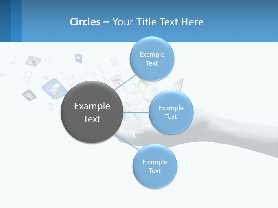 A Hand Holding A Laptop With Icons Coming Out Of It PowerPoint Template