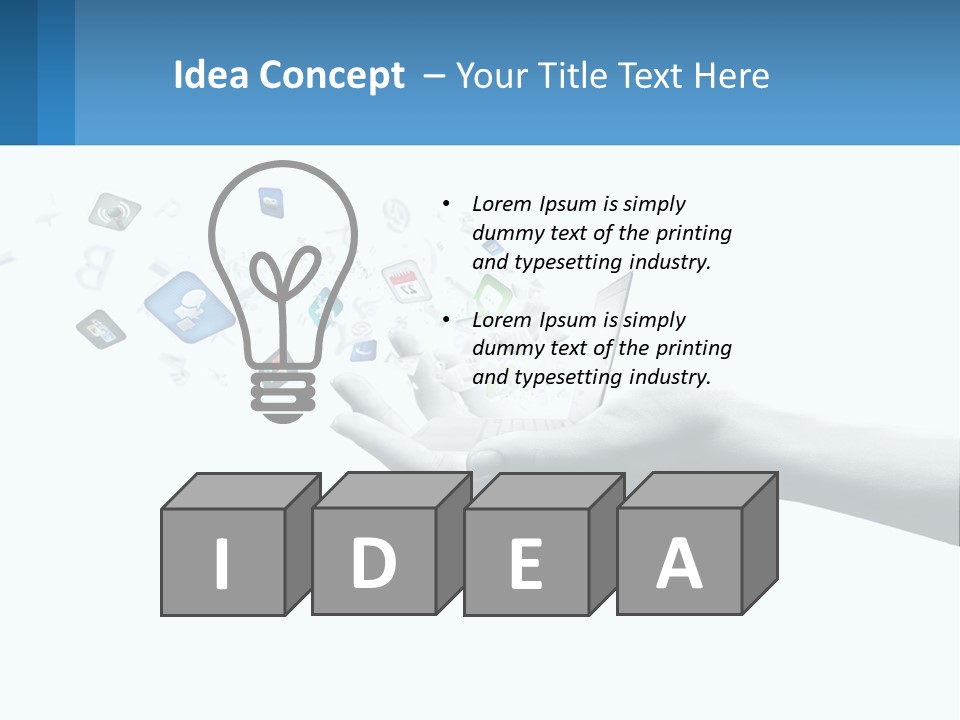 A Hand Holding A Laptop With Icons Coming Out Of It PowerPoint Template