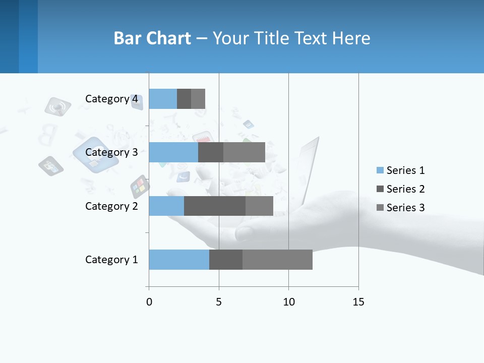 A Hand Holding A Laptop With Icons Coming Out Of It PowerPoint Template
