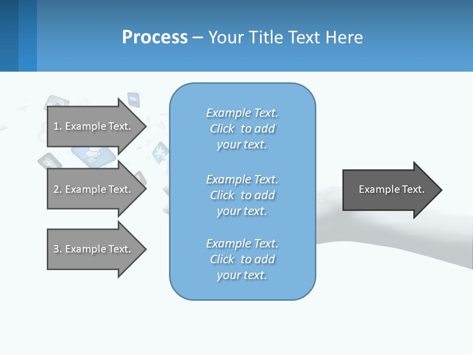 A Hand Holding A Laptop With Icons Coming Out Of It PowerPoint Template
