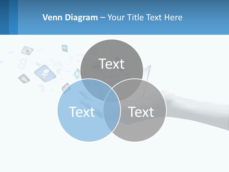 A Hand Holding A Laptop With Icons Coming Out Of It PowerPoint Template