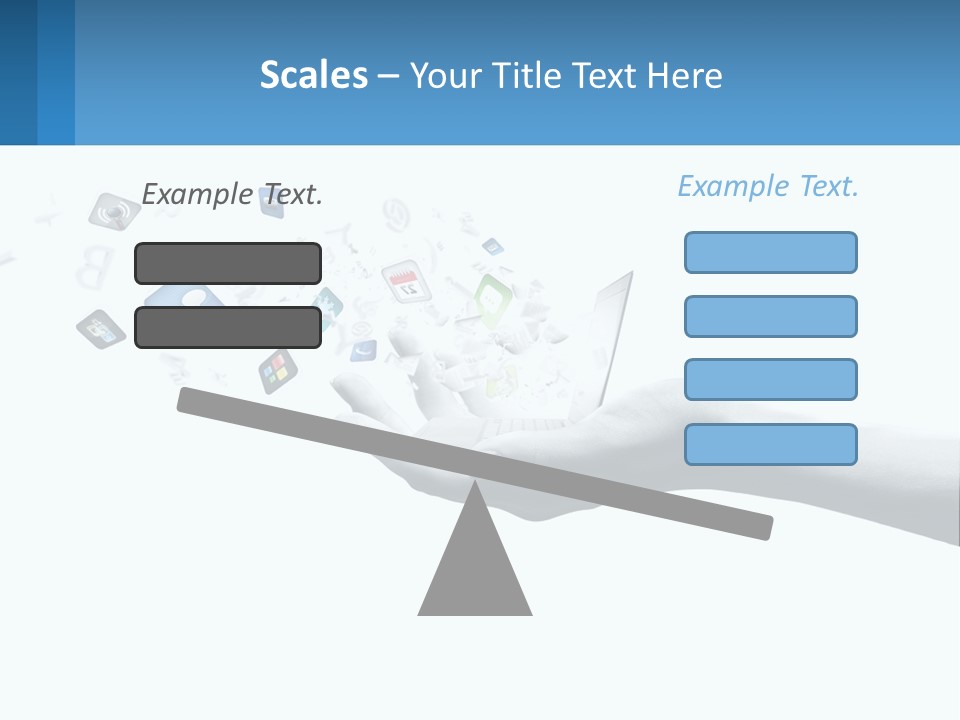 A Hand Holding A Laptop With Icons Coming Out Of It PowerPoint Template
