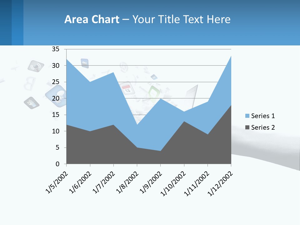A Hand Holding A Laptop With Icons Coming Out Of It PowerPoint Template