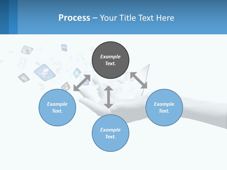 A Hand Holding A Laptop With Icons Coming Out Of It PowerPoint Template