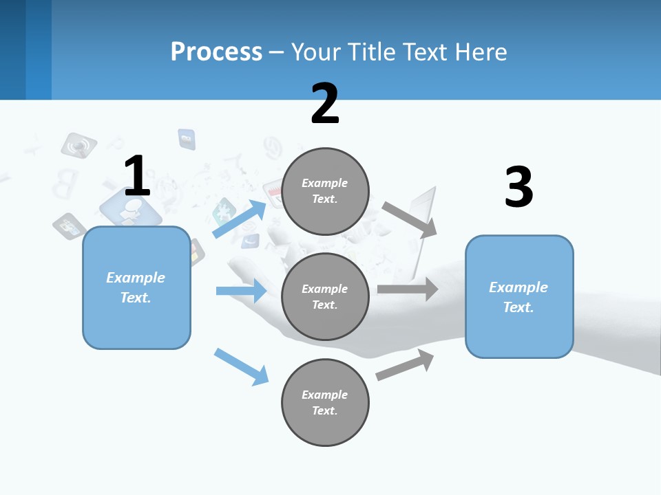 A Hand Holding A Laptop With Icons Coming Out Of It PowerPoint Template