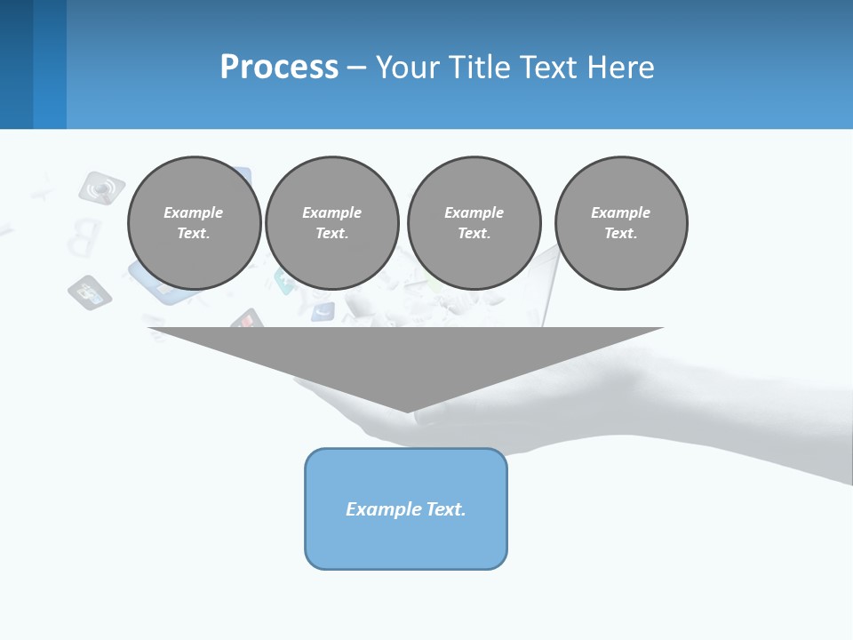 A Hand Holding A Laptop With Icons Coming Out Of It PowerPoint Template