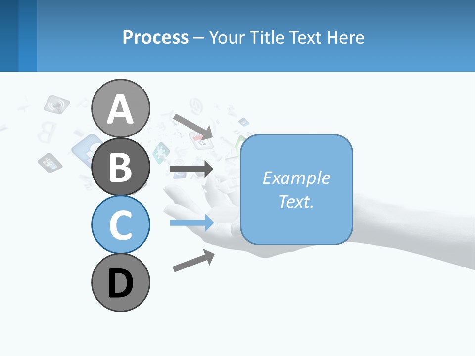 A Hand Holding A Laptop With Icons Coming Out Of It PowerPoint Template