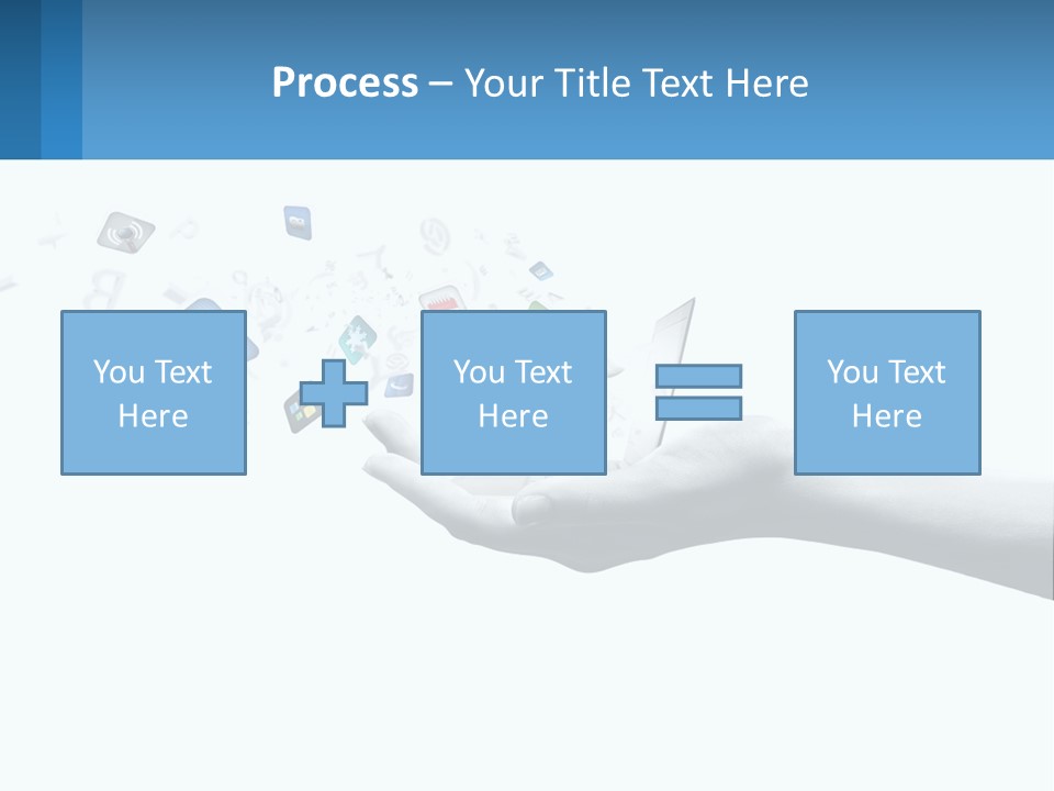 A Hand Holding A Laptop With Icons Coming Out Of It PowerPoint Template