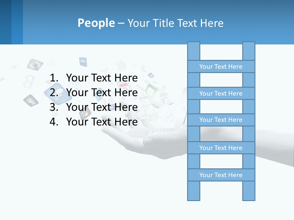 A Hand Holding A Laptop With Icons Coming Out Of It PowerPoint Template
