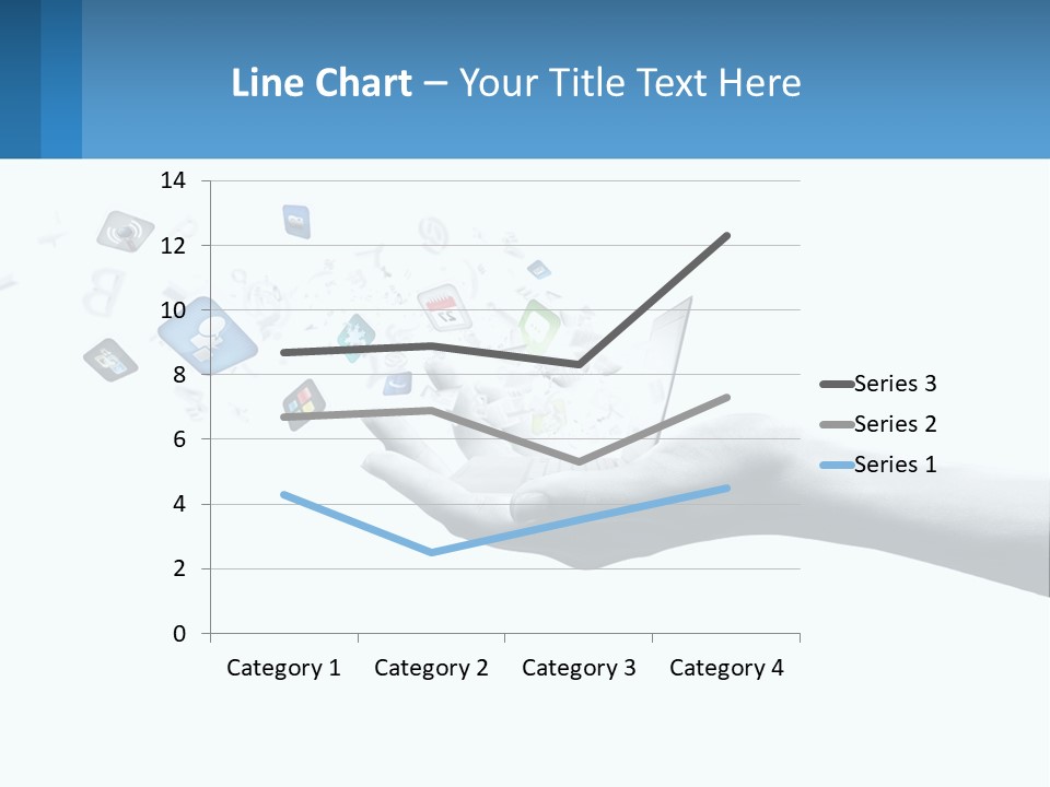 A Hand Holding A Laptop With Icons Coming Out Of It PowerPoint Template