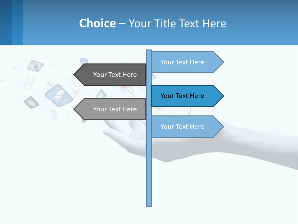 A Hand Holding A Laptop With Icons Coming Out Of It PowerPoint Template