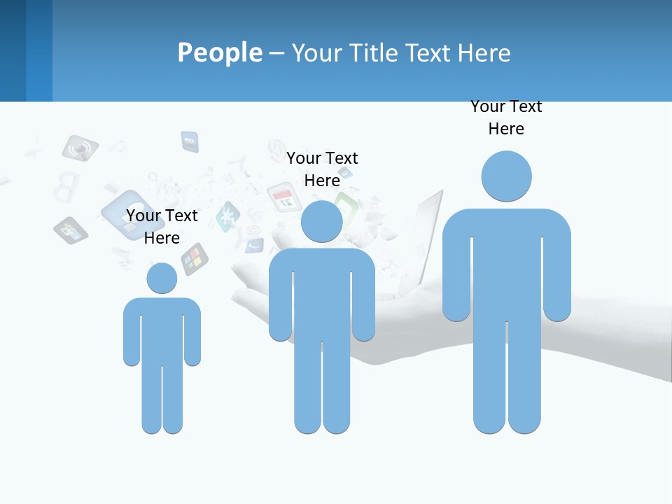 A Hand Holding A Laptop With Icons Coming Out Of It PowerPoint Template