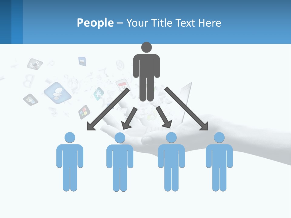 A Hand Holding A Laptop With Icons Coming Out Of It PowerPoint Template