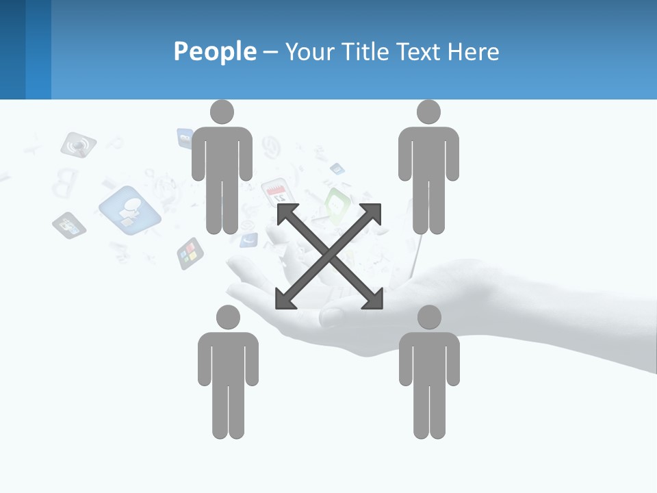 A Hand Holding A Laptop With Icons Coming Out Of It PowerPoint Template