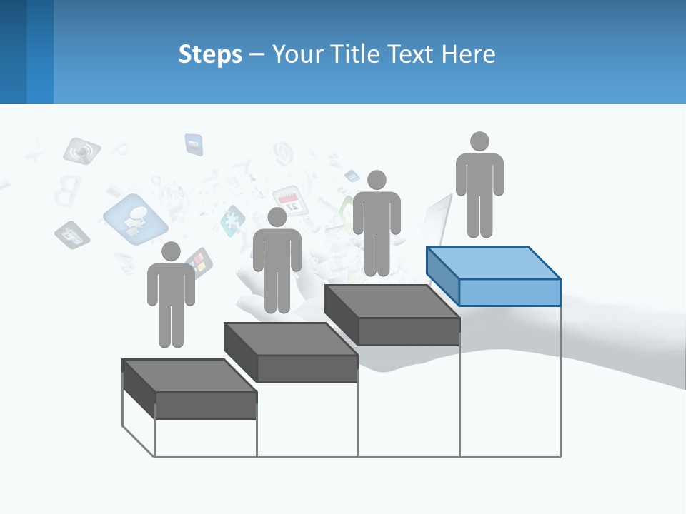 A Hand Holding A Laptop With Icons Coming Out Of It PowerPoint Template