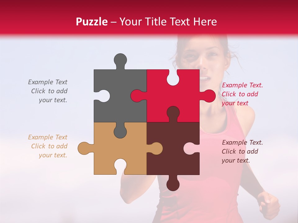 A Woman Running On A Road With A Red Background PowerPoint Template