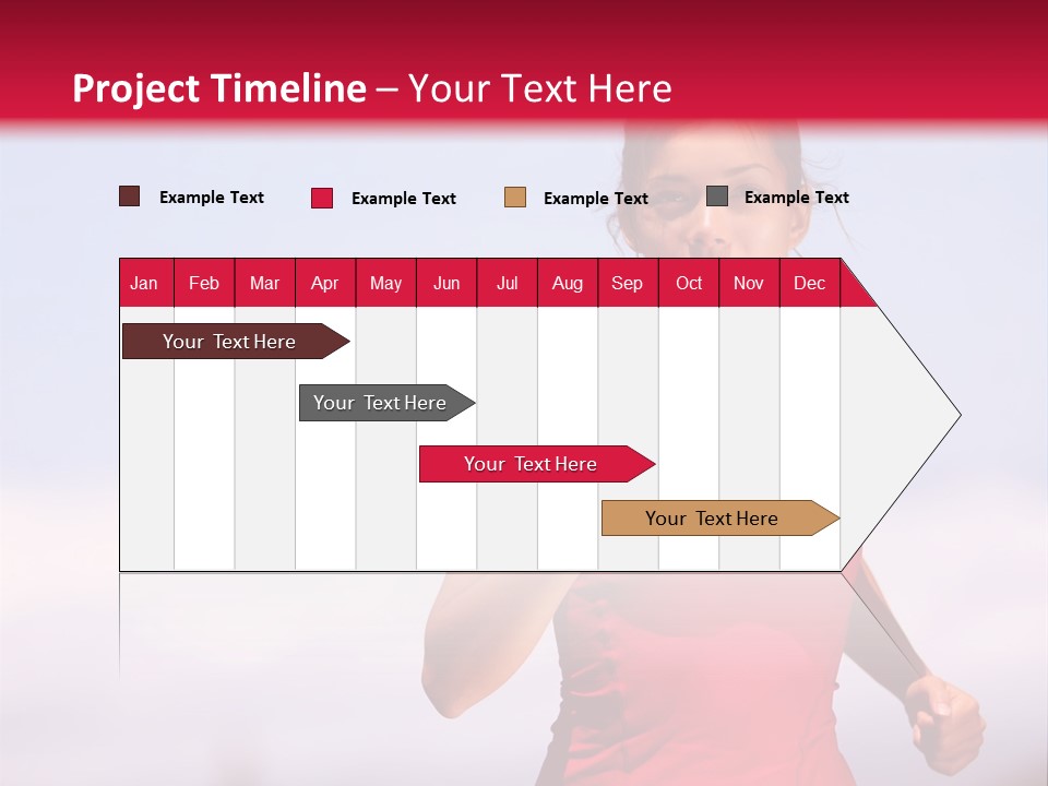 A Woman Running On A Road With A Red Background PowerPoint Template