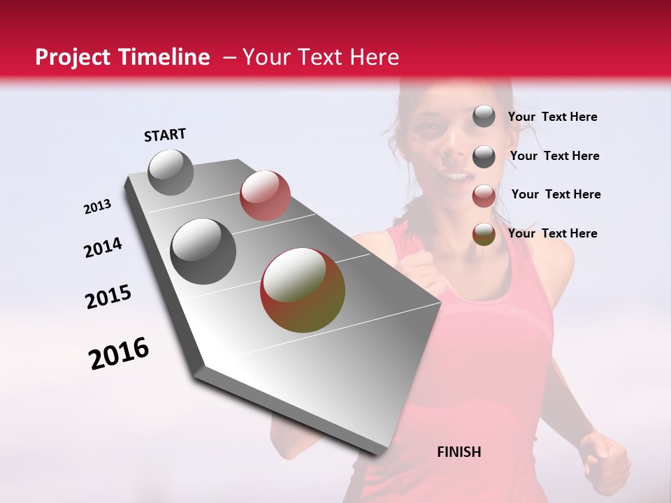 A Woman Running On A Road With A Red Background PowerPoint Template