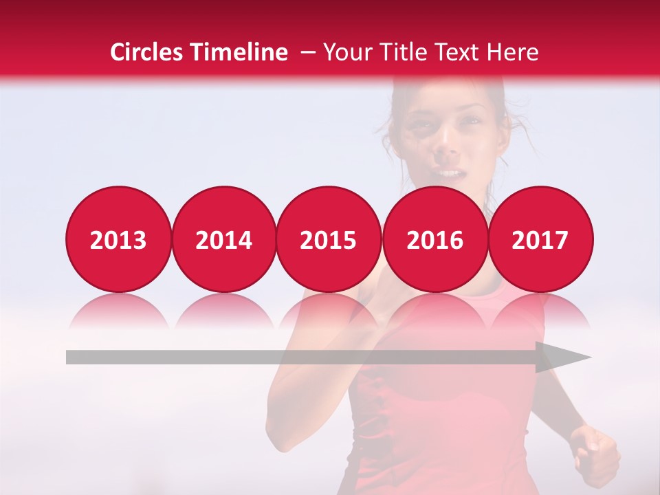 A Woman Running On A Road With A Red Background PowerPoint Template