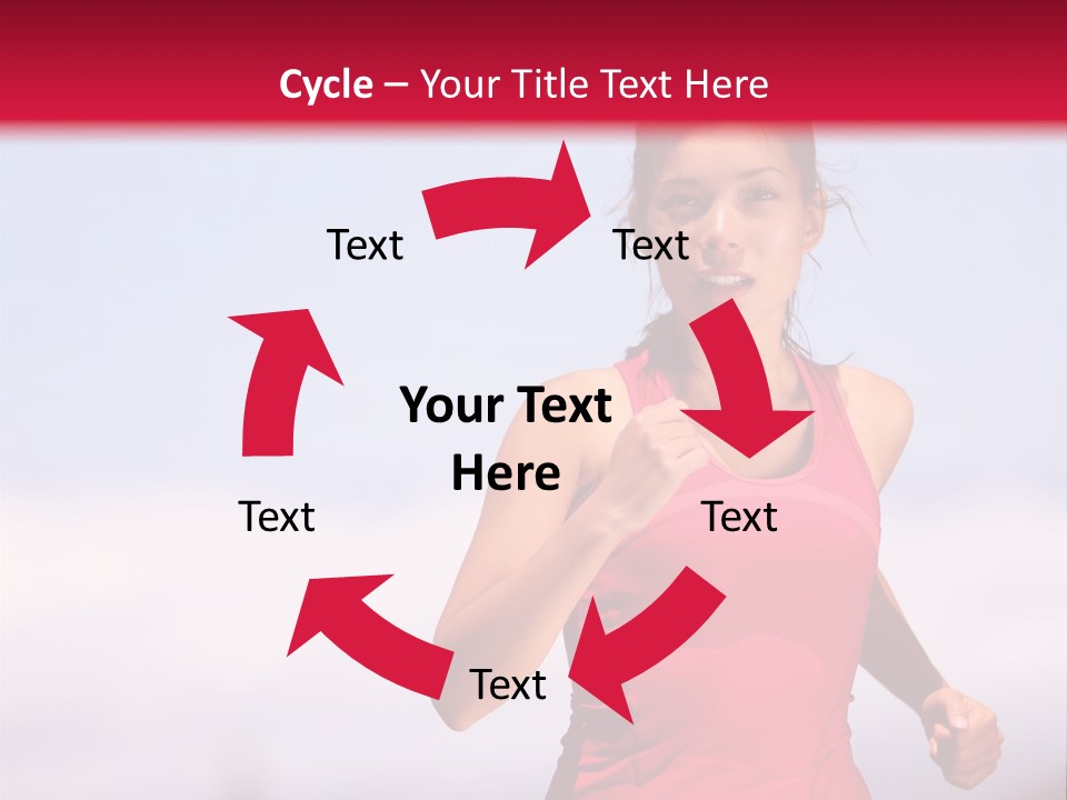 A Woman Running On A Road With A Red Background PowerPoint Template