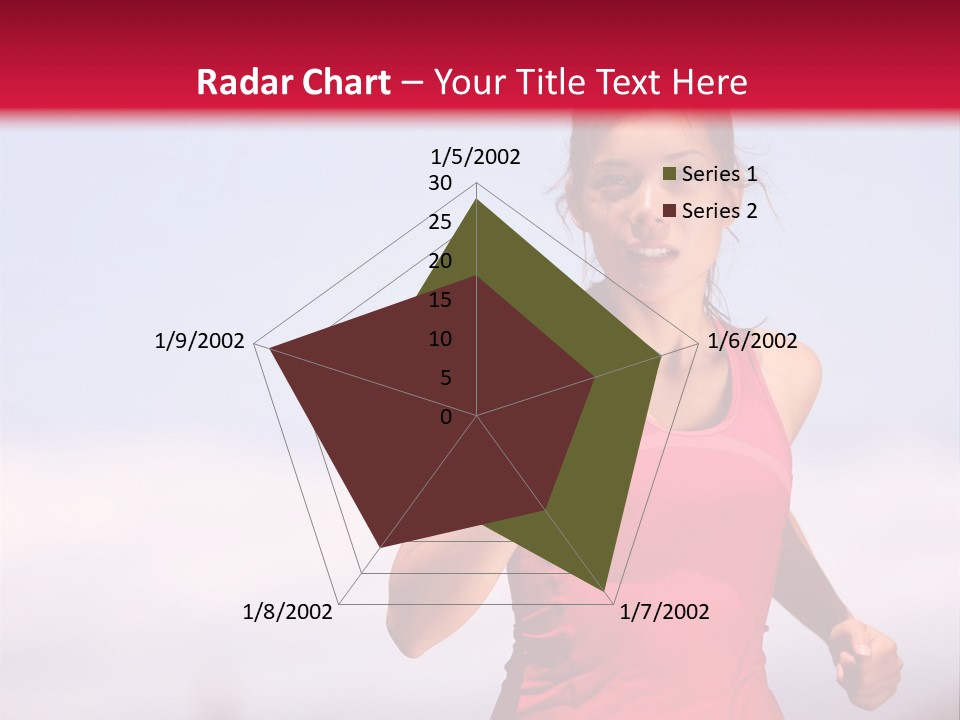 A Woman Running On A Road With A Red Background PowerPoint Template