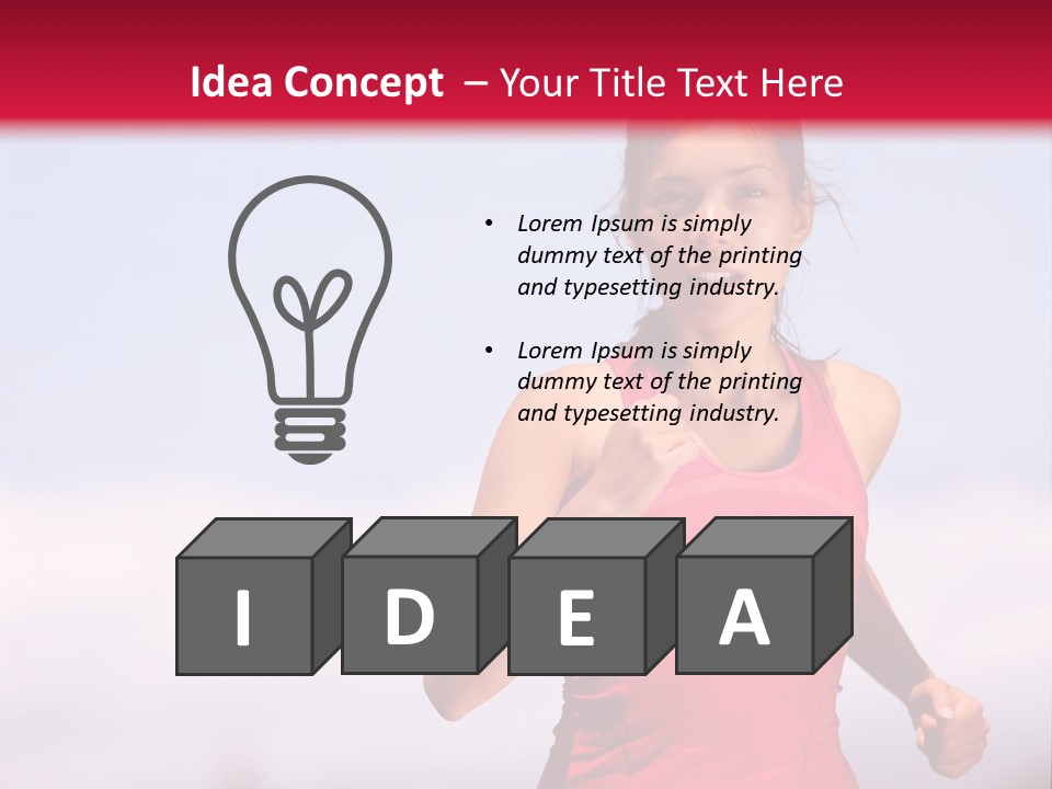 A Woman Running On A Road With A Red Background PowerPoint Template