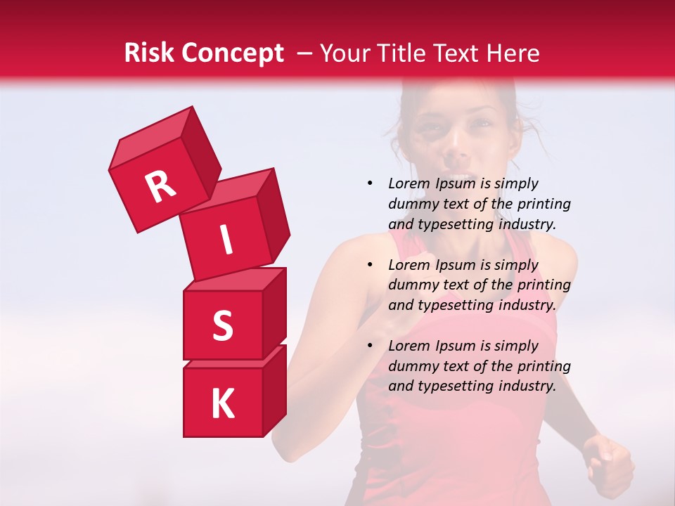 A Woman Running On A Road With A Red Background PowerPoint Template