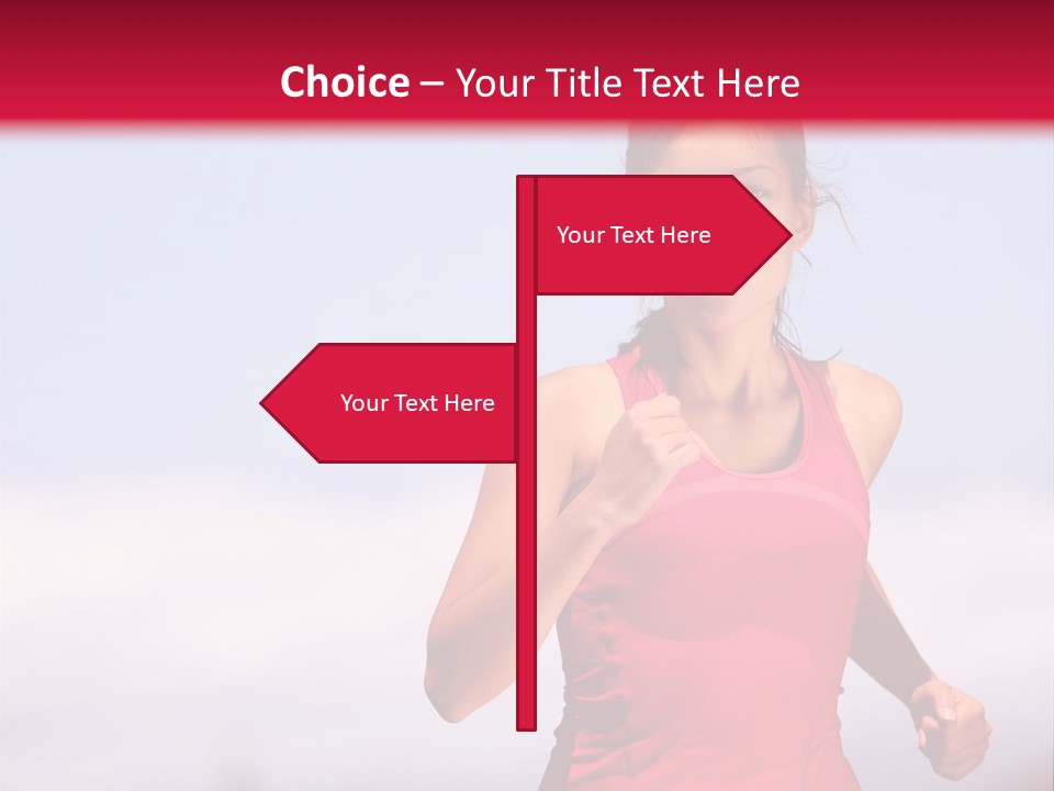A Woman Running On A Road With A Red Background PowerPoint Template